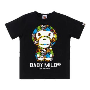 BAPE童装25春夏卡通小猴BABY MILO印花短袖T恤203103O