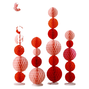 蜂窝球结婚布置婚房装饰立柱套装婚礼纸灯笼拉花蜂窝立柱背景装饰