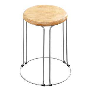 实木圆凳不锈钢凳子家用可叠放圆椅子套凳铁艺宿舍餐厅成人小板凳