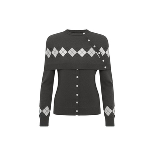 SPEAR YOUTH“格雷小岛”两件套羊毛复古菱格毛衣英伦收腰针织衫