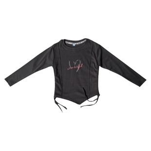 女童不规则长袖t恤儿童不对称春秋德绒冬保暖上衣辣妹抽绳褶皱上T