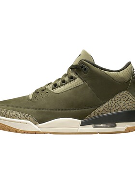 NIKE耐克男鞋AIR JORDAN 3 AJ3橄榄绿 高帮复古篮球鞋DN3707-202