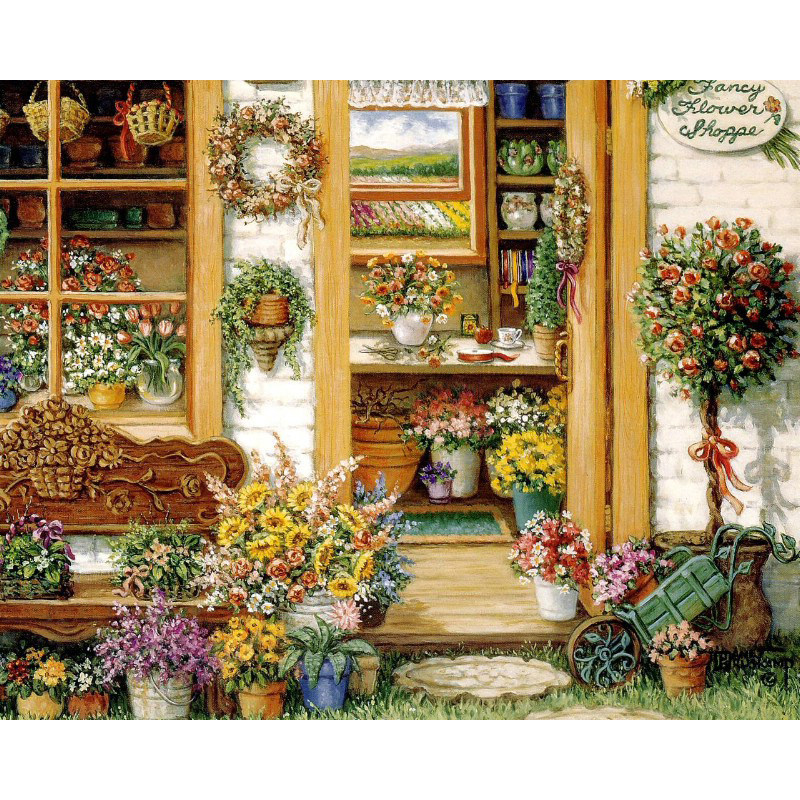 新款印花DMC纯棉线十字绣客厅卧室餐厅欧式田园油画 浪漫花园小屋