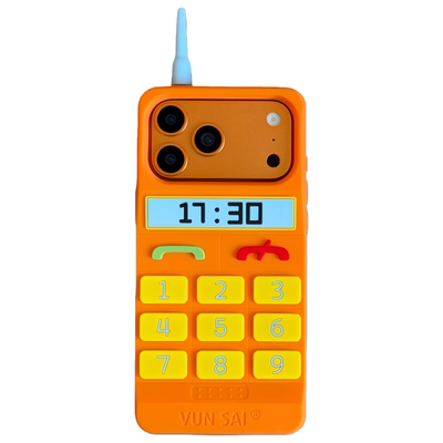 @BOBBY PLANET原创复古橙色大哥大天线机趣味搞怪适用iphone17Promax手机壳苹果1543硅胶防摔16pro恶搞情侣款