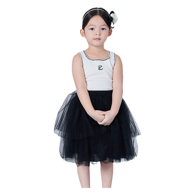 朗姿童装/ETTOI爱多娃夏季女童套装气质可爱桑蚕丝两件套裙子