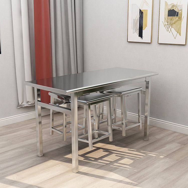 不锈钢餐桌椅食堂学生饭堂学校餐厅职员工人四人位不锈钢挂凳餐桌