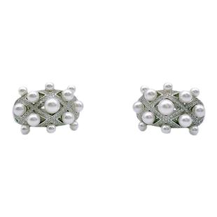 UMI家·轻珠宝/S925银镀k金·小香风菱格珍珠耳环高级感精致轻奢