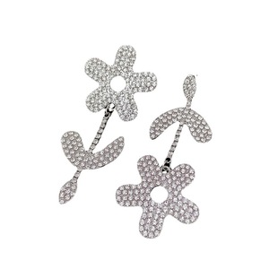 你是我的荣耀乔晶晶同款迪丽热巴满钻花朵不对称耳钉s925银耳环女