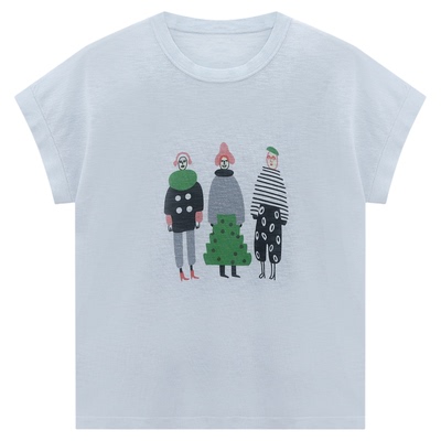 Basic House/百家好韩系减龄卡通针织衫夏季新款透气显瘦短袖T恤