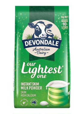 澳洲Devondale德运脱脂奶粉1kg袋装成人低脂牛奶粉青少年进口
