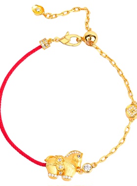 VISING珠宝原创设计马年红绳金色马手链手串马到成功S925银