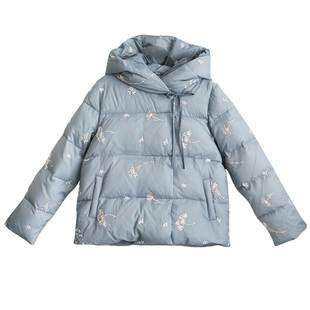 清【雪域梦境】忆旧连帽短款羽绒服女2025冬蒲公英刺绣保暖厚外套