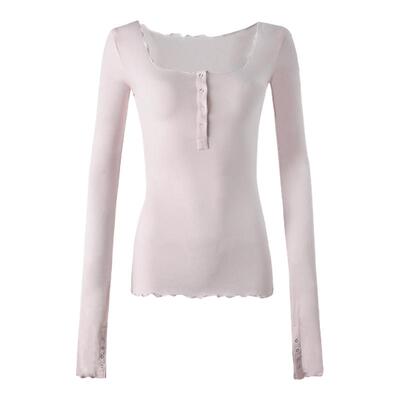 ourhour亨利领木耳边圆领打底衣