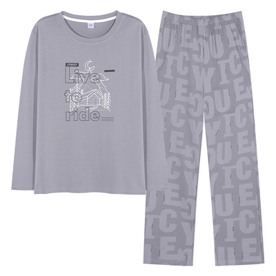 100%纯棉长袖男士睡衣套装