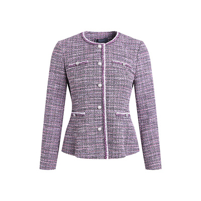 黛玛诗圆领优雅小香风外套女2025年冬季新款粗花呢上衣高级感