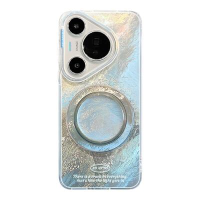 惜创 渐变褶皱纹适用华为pura70手机壳paru80pro+新款磁吸支架pura70ultra唯美时尚p80pr0全包防摔硅胶外壳女