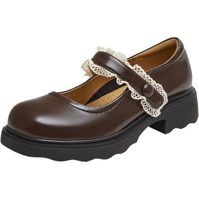 天美意复古厚底芭蕾玛丽珍皮鞋女休闲浅口单鞋2025秋新款KM095CA5