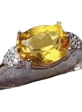 黄水晶玫瑰金戒指s925银