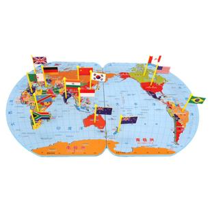儿童益智插国旗世界地图拼图木质智力开发大脑蒙氏启蒙早教玩具