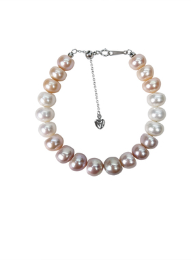 天然彩色珍珠手链混彩渐变