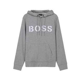HUGO BOSS Logo字母图案连帽卫衣 男款 灰色