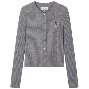 【美丽诺绵羊毛】TeenieWeenie小熊奥莱冬装绞花针织开衫毛衣外套