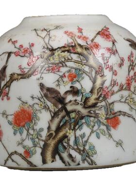 仿民国粉彩喜上眉梢马蹄水盂仿古瓷器景德镇仿古古玩收藏老货