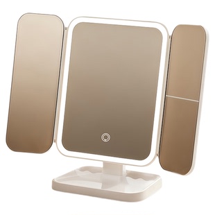 化妆镜led带灯镜子折叠桌面台式可立家用学生宿舍放大梳妆美妆镜