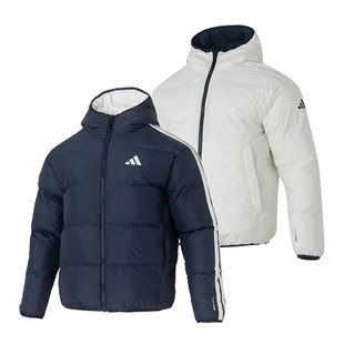 阿迪达斯两面穿羽绒服2026新款官方正品秋冬保暖男连帽外套KC2491