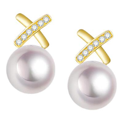 BEAUFINA18K金天然AKOYA珍珠耳钉