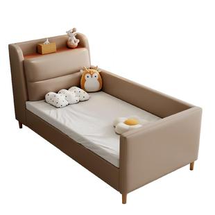 软包儿童拼接床实木单人加宽带护栏婴儿床定制男女宝宝大床储物床