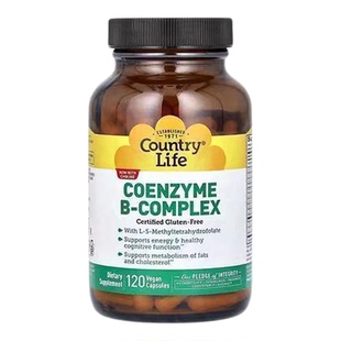 Country Life乡村生活辅酶化B族复合维生素胶囊含叶酸胆碱肌醇能