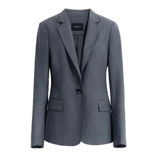 OFFIY-高级羊毛系列TOP灰色面试会议西装半裙职业修身气质套正装