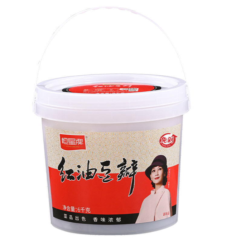 恒星郫县红油豆瓣酱6kg桶装免剁正宗四川辣椒酱餐馆饭店炒菜专用