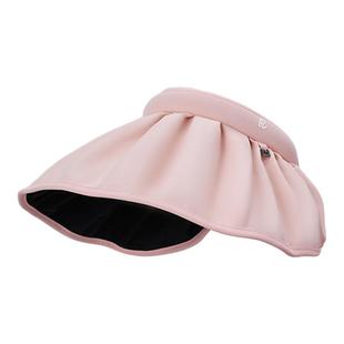大帽檐黑胶贝壳帽女夏季防紫外线户外空顶防晒帽可折叠发箍遮阳帽