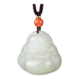 七彩云南天然和田玉黄口料佛公玉佛吊坠软挂件精品弥勒佛玉石礼物