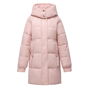 鸭鸭羽绒服女正品官方旗舰店宽松可拆卸帽大码白鸭绒防寒加厚外套