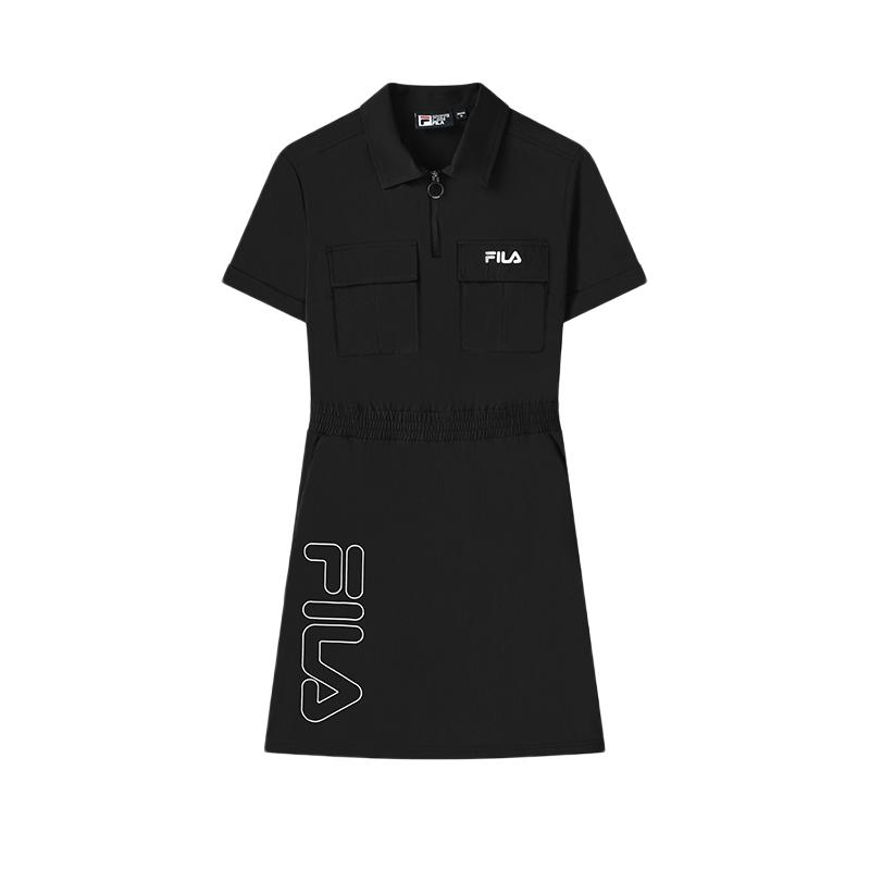 FILA X MAGIC STICK斐乐女子连衣裙2023夏新款时尚休闲翻领工装裙