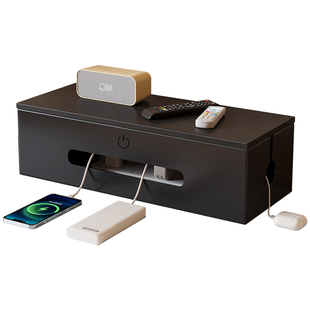 插线板收纳盒桌面电源线集线盒数据线充电器插座整理家用收纳神器