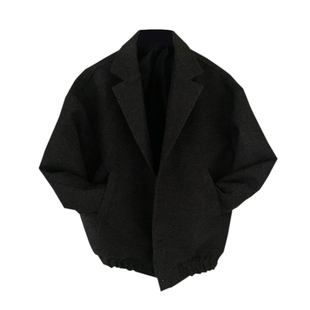 碧舍2025年春秋季新款毛呢外套韩版宽松落肩英伦风短款毛呢大衣男