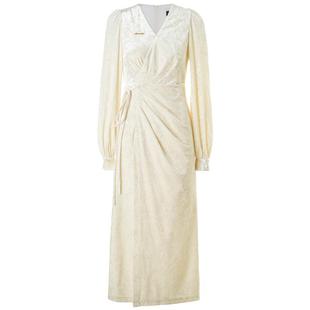 MAXRIENY法式复古连衣裙钻石绒围裹绑带松弛感裙子