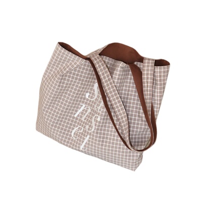 原创双面背miu风格纹字母托特包