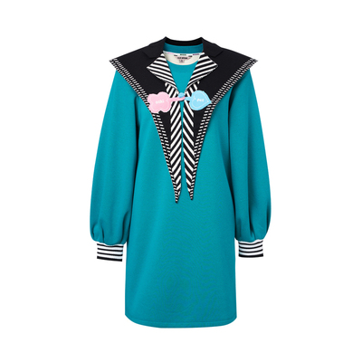 MIKIBANA米可芭娜尖领刺绣围巾设计加绒卫衣连衣裙新款Y31OD9087