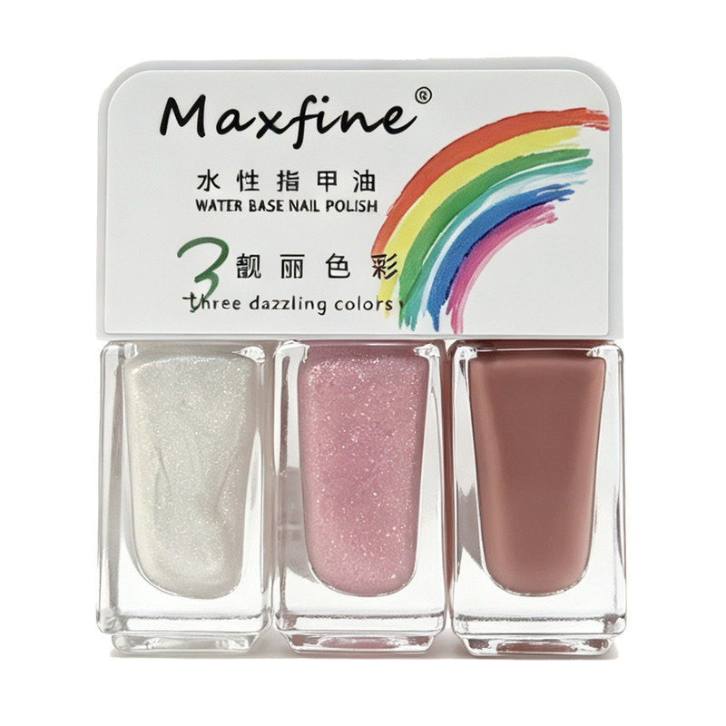 Maxfine免烤可撕拉安全健康水性指甲油脚趾裸色快干2026护甲猫眼