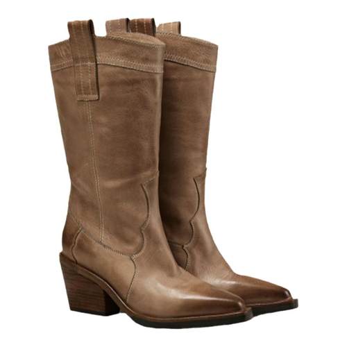 【水洗牛皮】fed粗跟西部靴冬季新款女靴擦色时装靴女D1105-ZF227