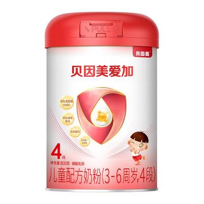 贝因美爱加4段儿童成长奶粉含乳铁蛋白钙铁锌牛奶粉800g官方正品