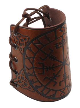 土黄PU皮圆形八卦图压花绳子护腕