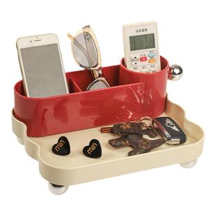 钥匙收纳玄关摆件高级感遥控器置物架门口分格整理神器入户门托盘