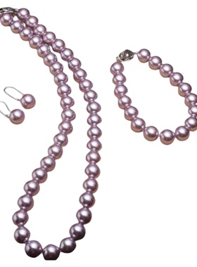 套装贝珠整套圆珠链女铜扣