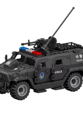 军事猛士装甲车拼装积木玩具模型
